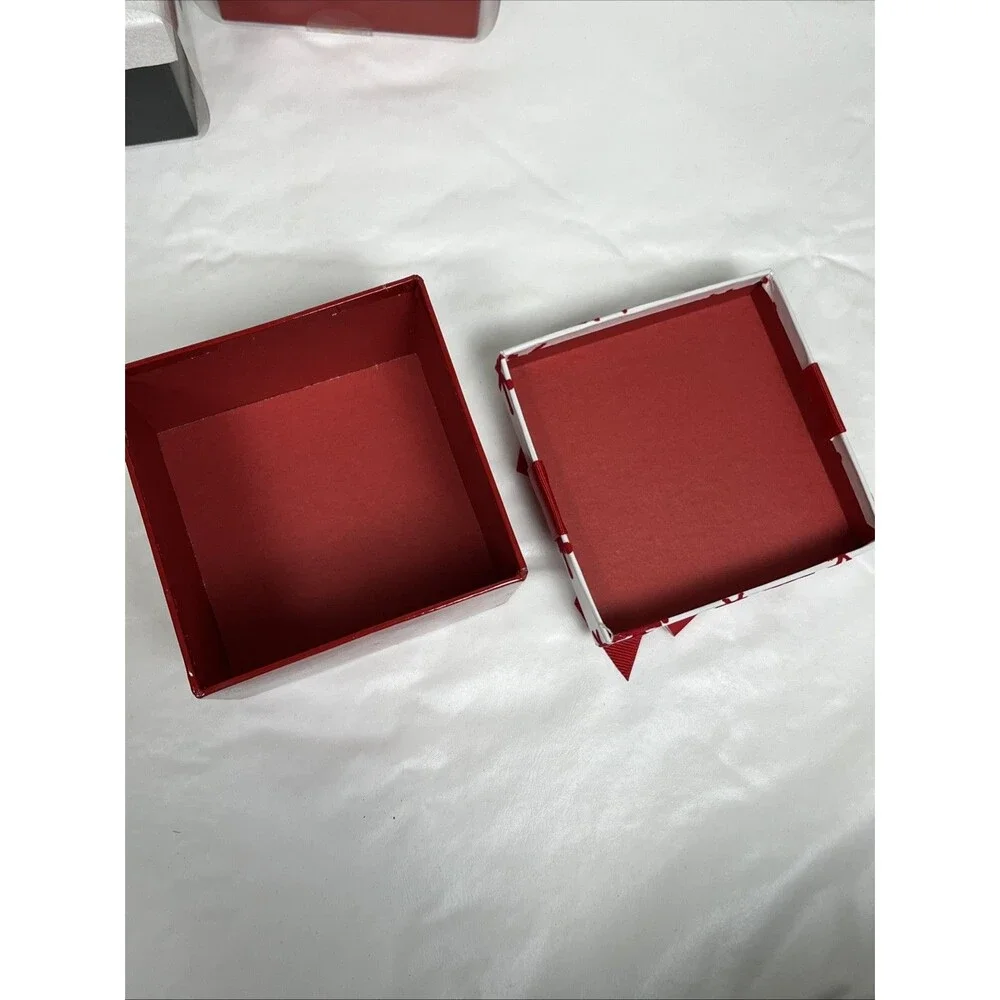 8 Christmas Gift Box Target 2006 Red Black‎ White Bow Snowflake 4.1x4.1x2.7”